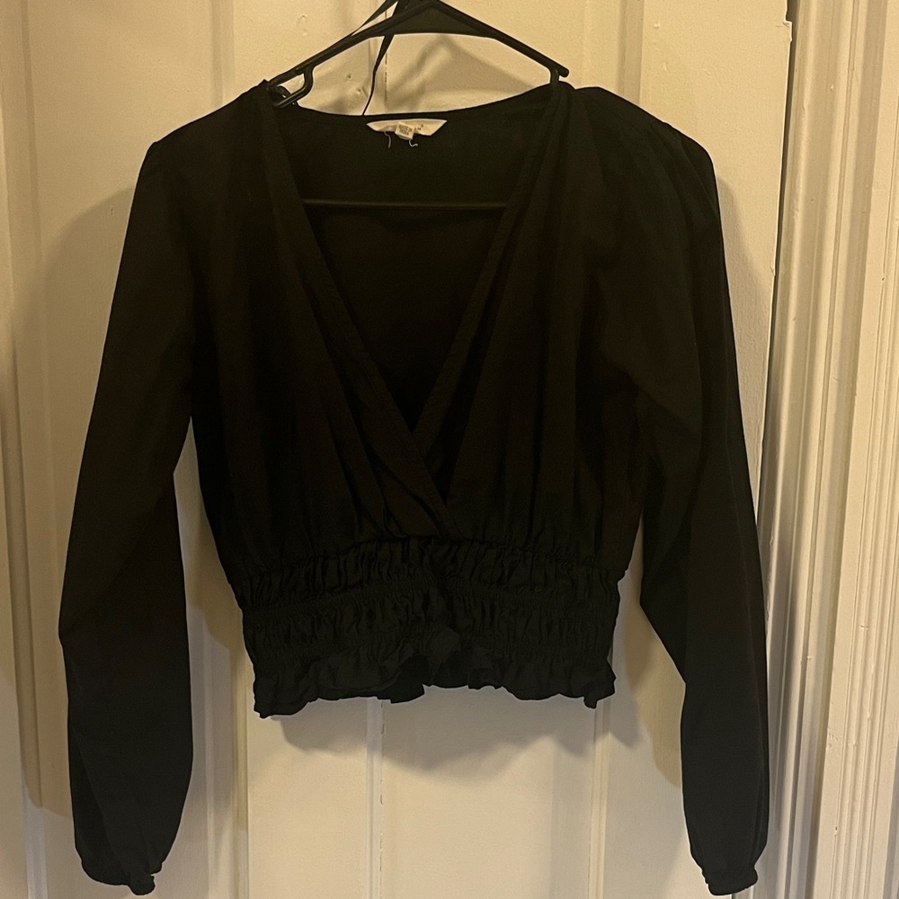 Chic Black V-Neck Blouse